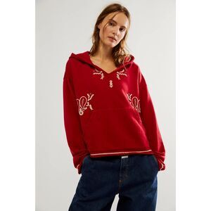Found Embroidered Hoodie in Red